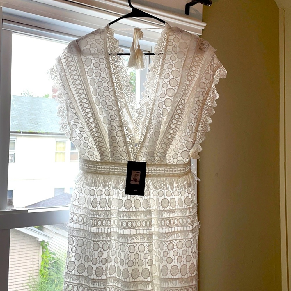 NWT white lace maxi dress from fashion nova